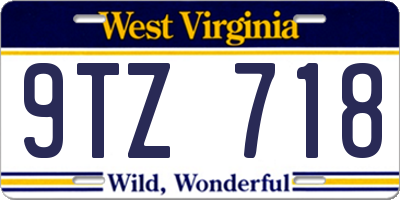 WV license plate 9TZ718