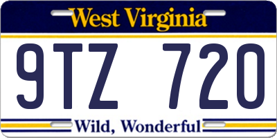 WV license plate 9TZ720