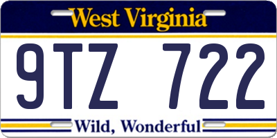 WV license plate 9TZ722
