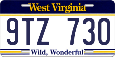WV license plate 9TZ730