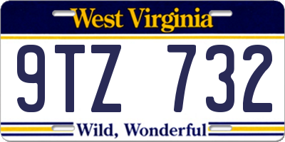 WV license plate 9TZ732
