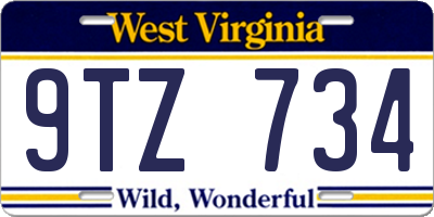 WV license plate 9TZ734