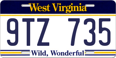 WV license plate 9TZ735
