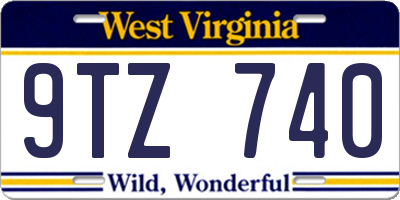 WV license plate 9TZ740