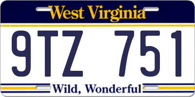 WV license plate 9TZ751
