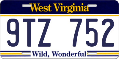 WV license plate 9TZ752
