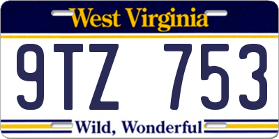 WV license plate 9TZ753