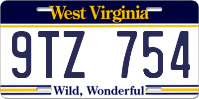 WV license plate 9TZ754