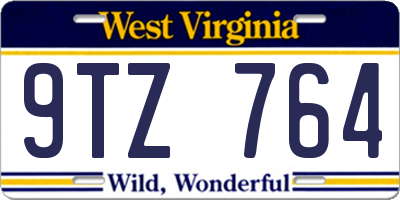 WV license plate 9TZ764