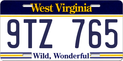 WV license plate 9TZ765