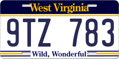 WV license plate 9TZ783
