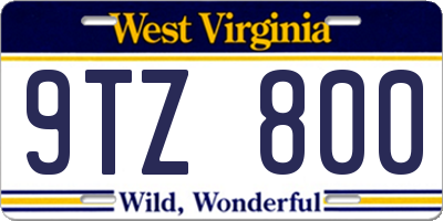WV license plate 9TZ800