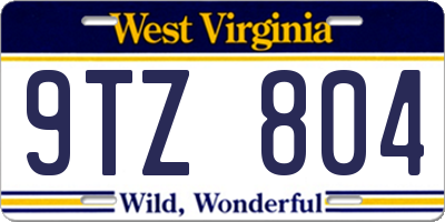 WV license plate 9TZ804