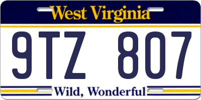 WV license plate 9TZ807