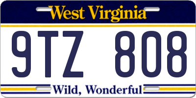WV license plate 9TZ808