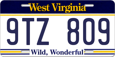 WV license plate 9TZ809