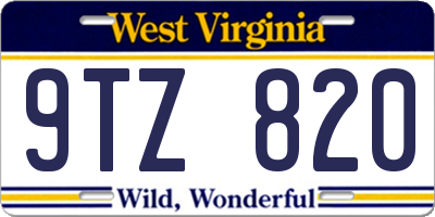 WV license plate 9TZ820