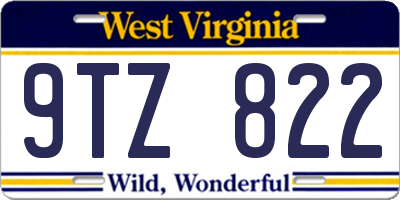WV license plate 9TZ822