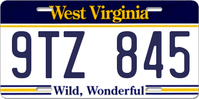WV license plate 9TZ845