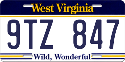 WV license plate 9TZ847