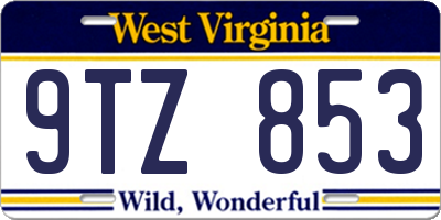 WV license plate 9TZ853