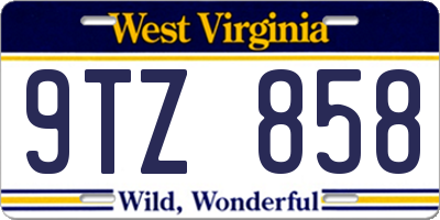 WV license plate 9TZ858