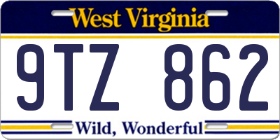 WV license plate 9TZ862