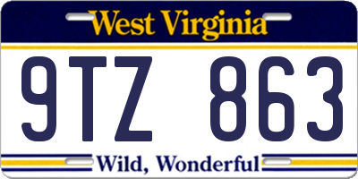 WV license plate 9TZ863