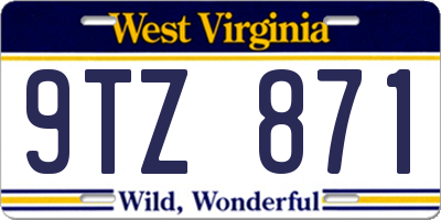 WV license plate 9TZ871