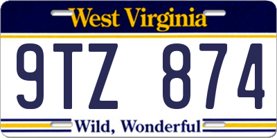 WV license plate 9TZ874
