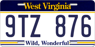 WV license plate 9TZ876