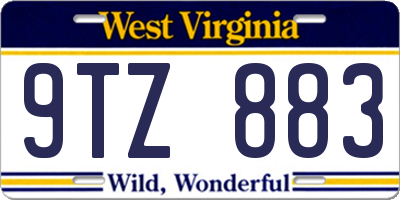 WV license plate 9TZ883