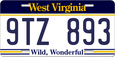 WV license plate 9TZ893