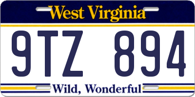 WV license plate 9TZ894