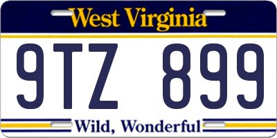 WV license plate 9TZ899