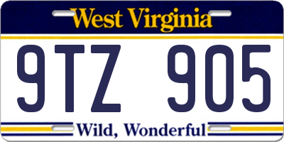 WV license plate 9TZ905