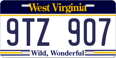 WV license plate 9TZ907