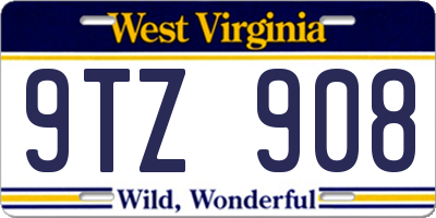 WV license plate 9TZ908