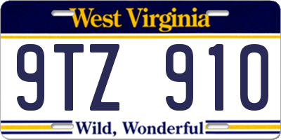 WV license plate 9TZ910