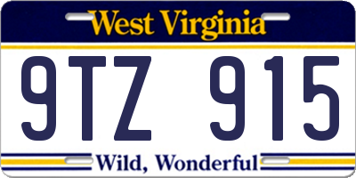 WV license plate 9TZ915