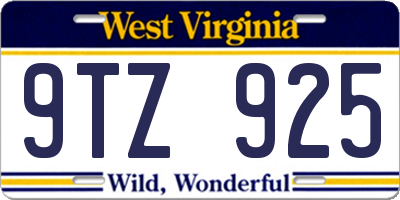 WV license plate 9TZ925
