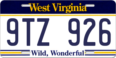 WV license plate 9TZ926