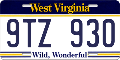 WV license plate 9TZ930
