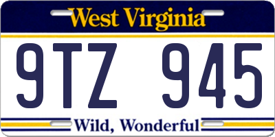 WV license plate 9TZ945