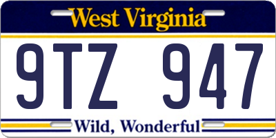 WV license plate 9TZ947