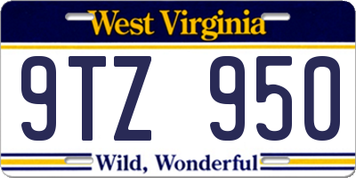 WV license plate 9TZ950