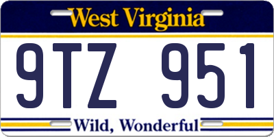 WV license plate 9TZ951