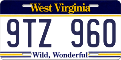 WV license plate 9TZ960
