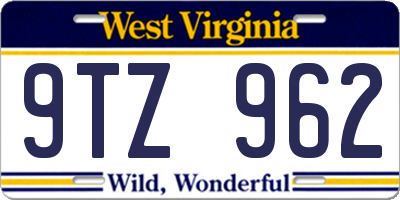 WV license plate 9TZ962
