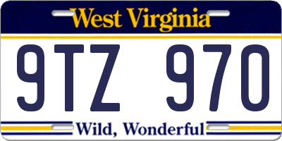 WV license plate 9TZ970